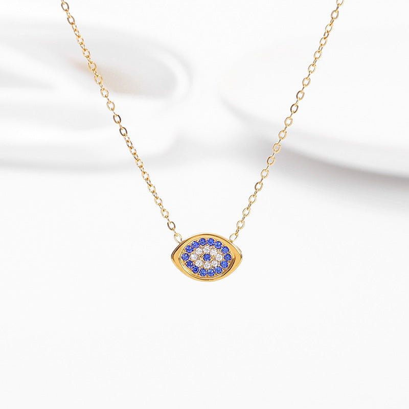 Titanium Steel Diamond-Studded Evil Eye Necklace
