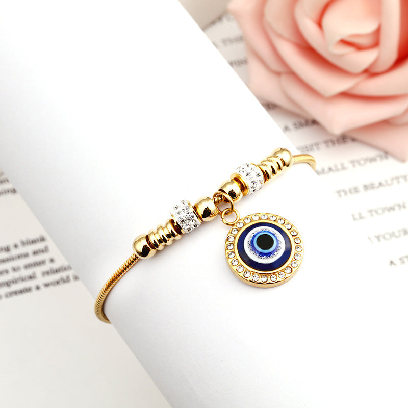 Evil Eye Stainless Steel Adjustable Pull-out Blue Eye Bracelet