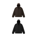 Faux two-piece fleece-lined street style short wide hooded cotton jacket for men