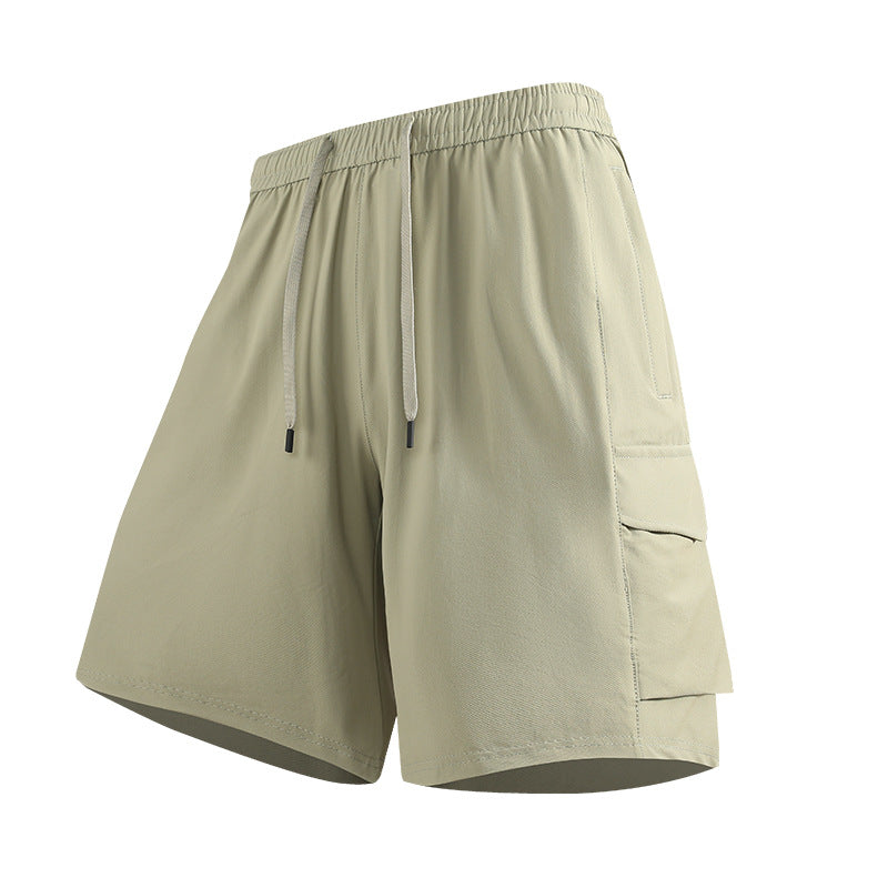 Men Women Summer Ice Silk Cargo Shorts Quick Dry Breathable 5‑Inch Casual Shorts