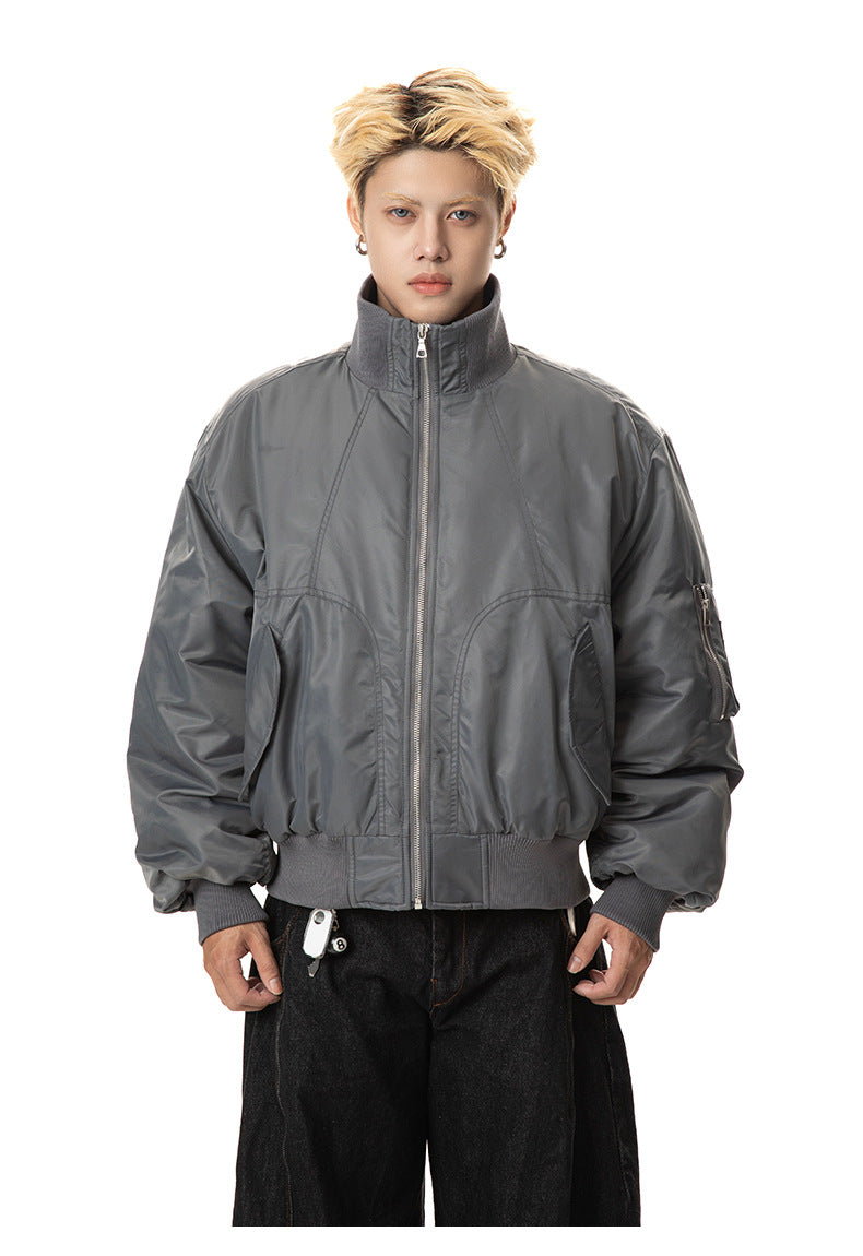 silhouette loose short aviator cotton jacket, thickened warm cotton clothes in winter, the same for men and women