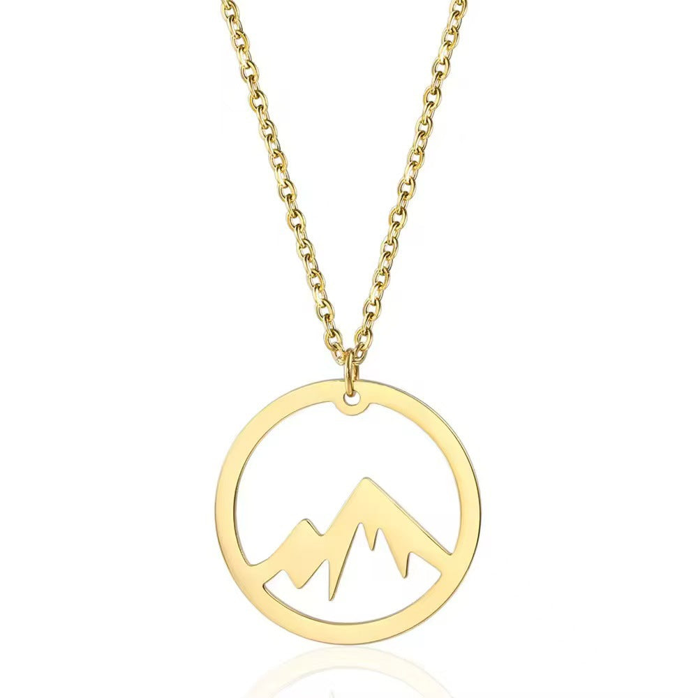 Nature Cast Metalworks Mountain In Circle Pendant Necklace
