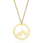 Nature Cast Metalworks Mountain In Circle Pendant Necklace