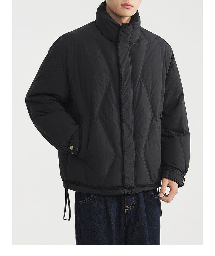 Men's Windproof Stand Collar Relaxed-Fit White Duck Down Jacket | 2025 Winter