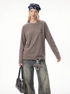 Color-block raglan-sleeve printed long-sleeve sports T-shirt