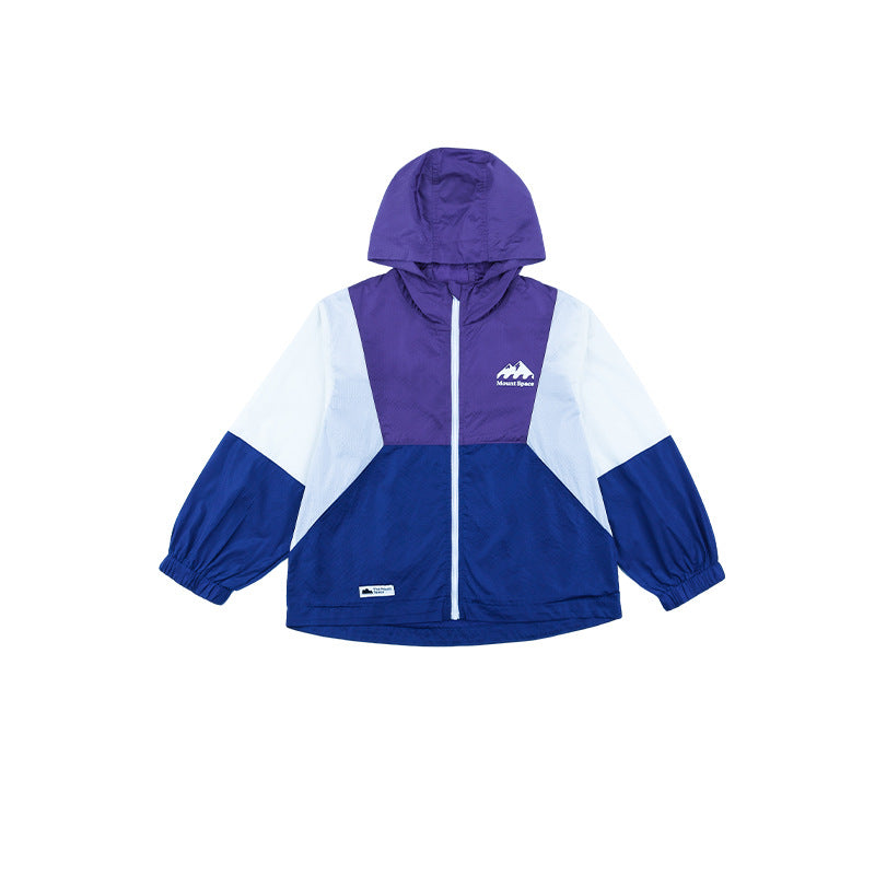Mountain Style Color Block Hooded Casual Jacket for Middle and Large Children