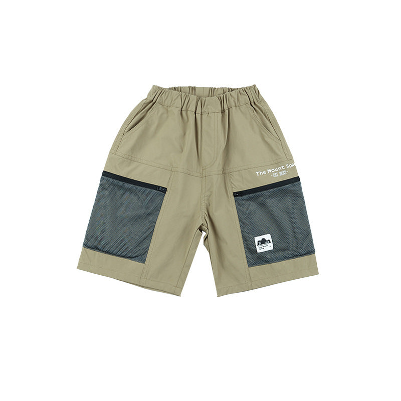 Minimalist Color Block Splicing Shorts, Mountain Style