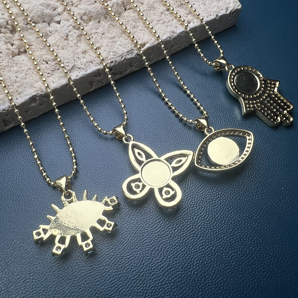 Famati's Hand Butterfly Shell Evil Eye Necklace