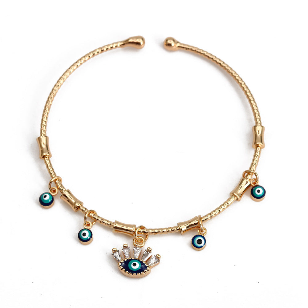 Evil Eye Bracelet for Women with Dripping Turquoise Eyes