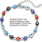 Mixed-color evil eye stainless steel bracelet