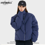 American-Style Winter Solid Color Puffer Jacket Unisex Thickened Loose Fit Couple Coat