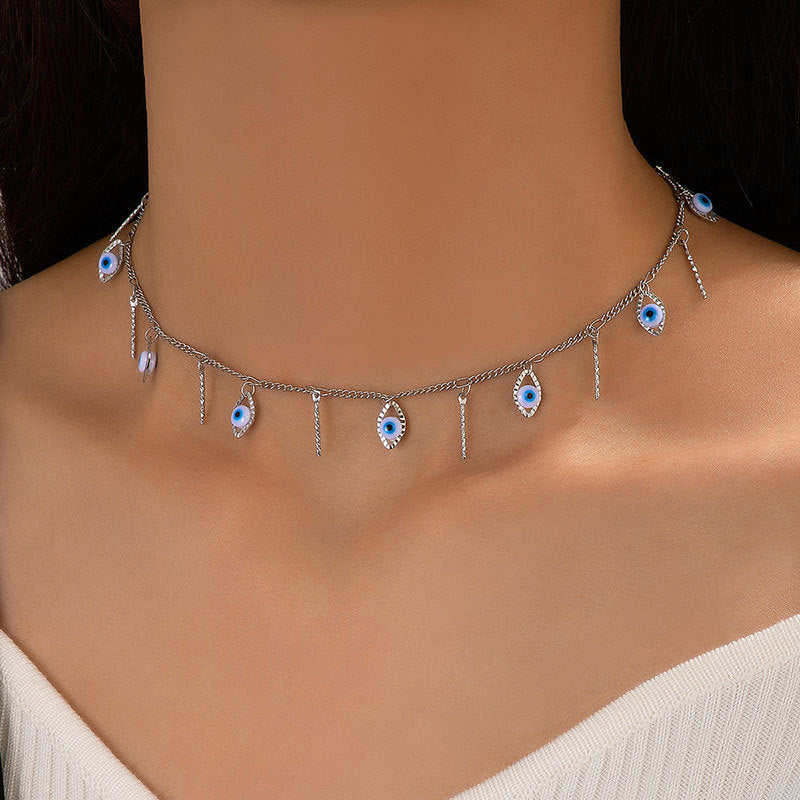 Evil Eye Vertical Pendant Versatile Necklace