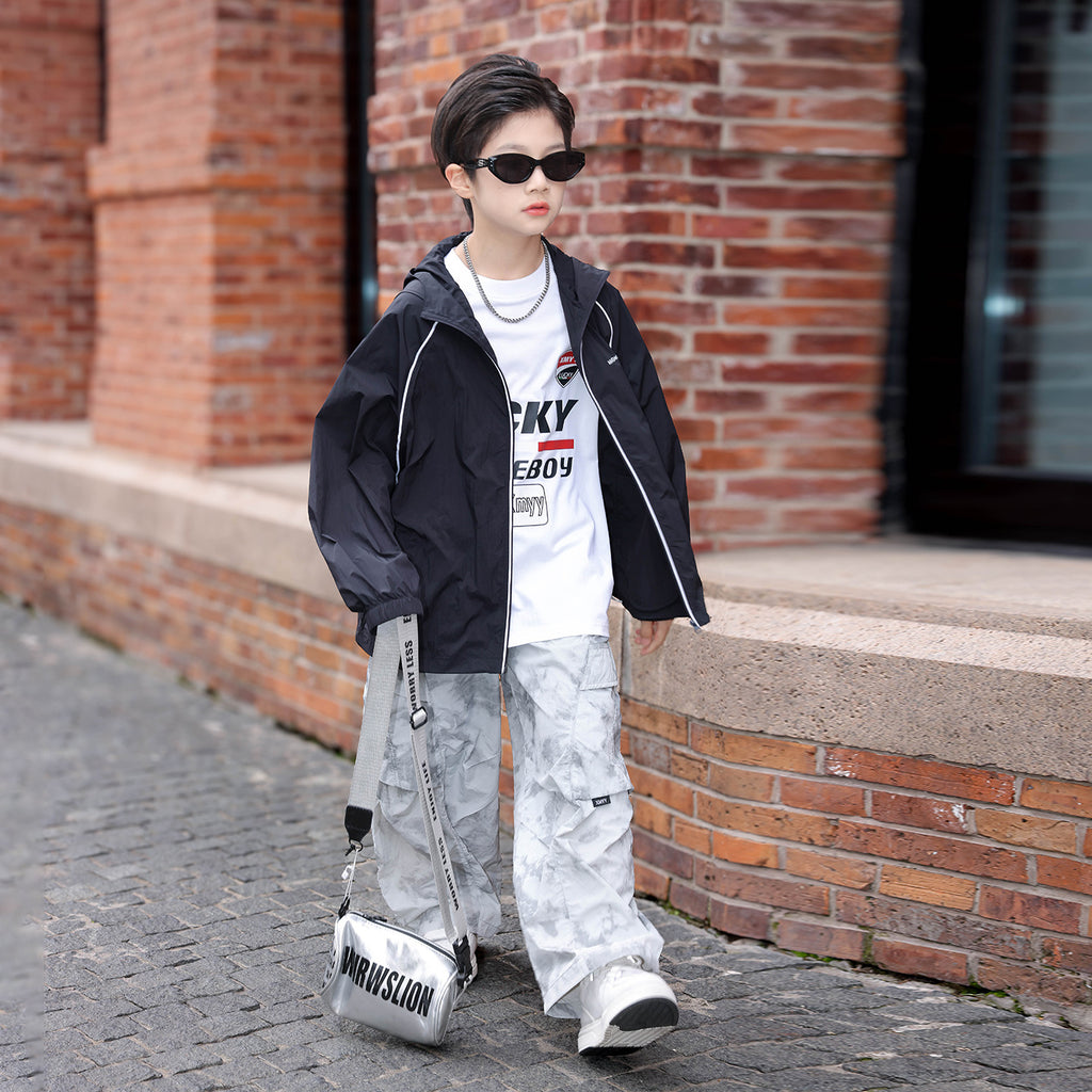 Boys' Lightweight Color-Block Hooded Sun-Protection Jacket