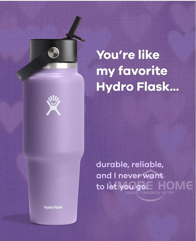 Hydro Flask Large‑Capacity 304 Stainless Steel Vacuum Insulated Tumbler with Carry Handle & Straw Lid for Sports Outdoor