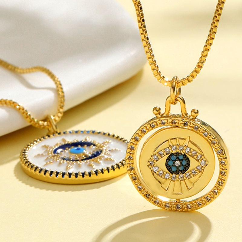 Evil Eye Necklace, Colorfast, Summer Oil-Drip Pendant