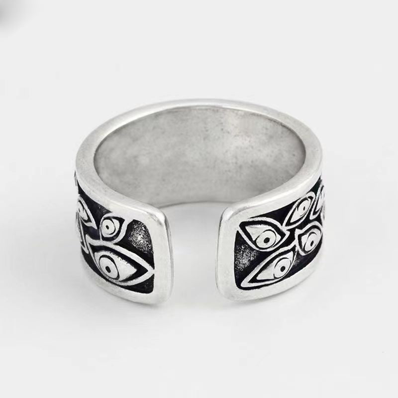 Evil Eye Ring with Adjustable Open Band