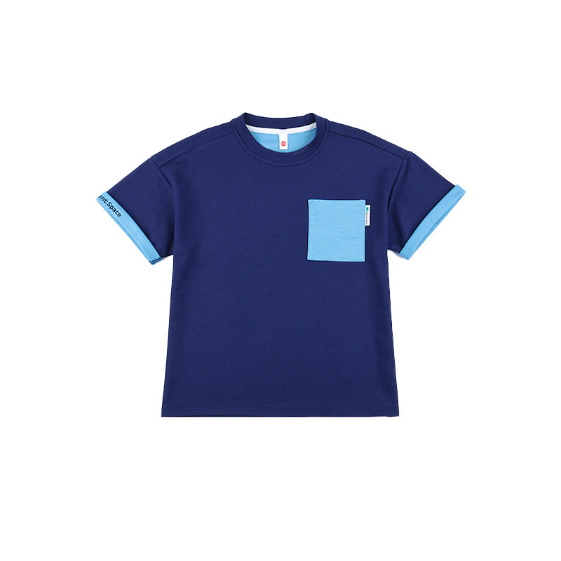 Mountain Style Versatile Color Block Pocket Short Sleeve T-shirt