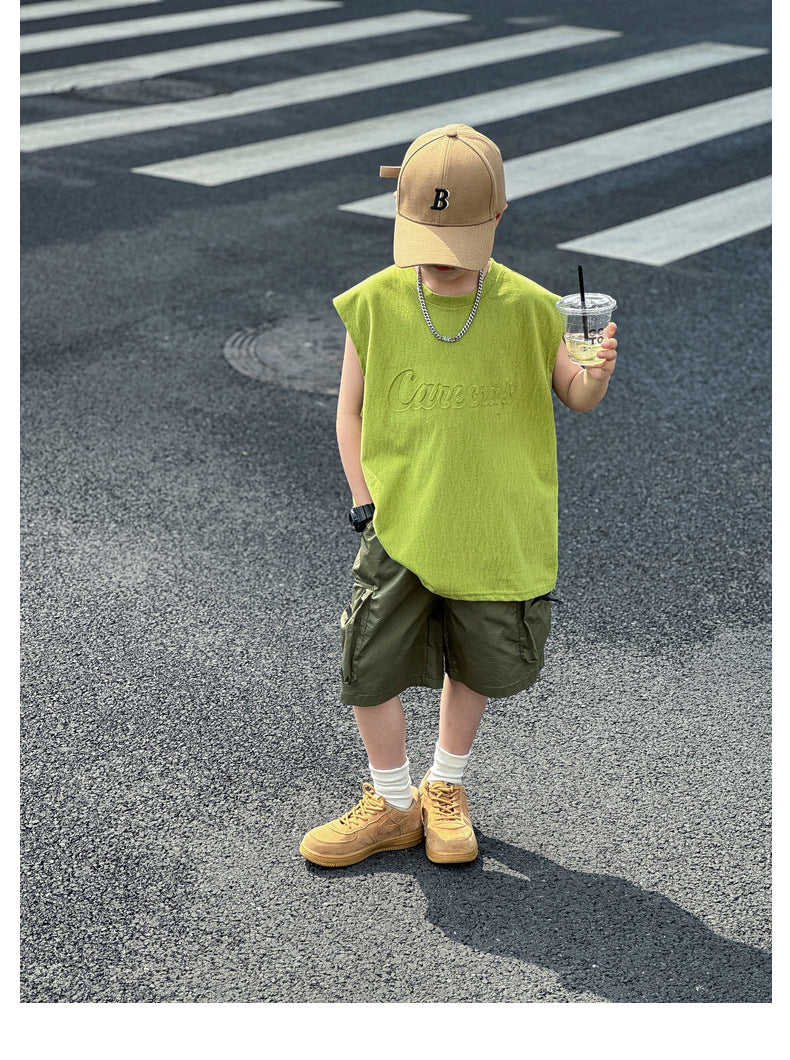 Dopamine Green Boys Sleeveless Vest
