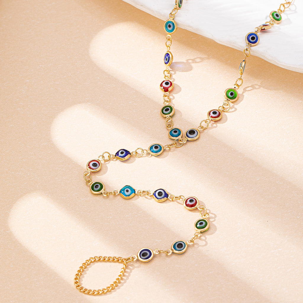 Evil Eye Anklet with Glazed Toe Ornaments