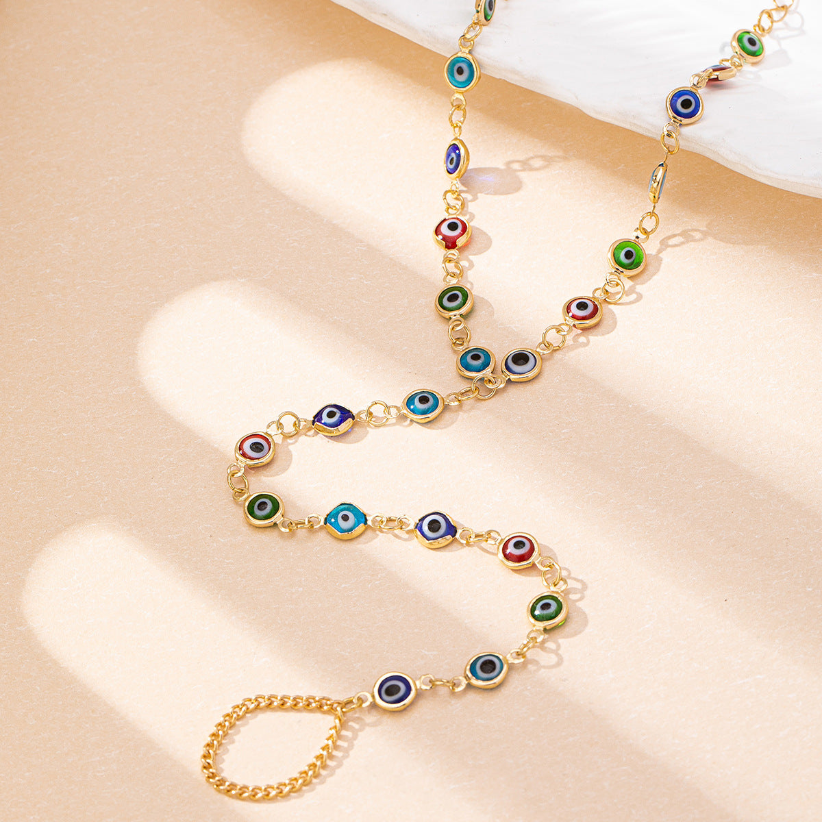 Evil Eye Anklet with Glazed Toe Ornaments