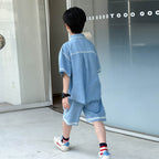 Lightweight Boys Short Sleeve Denim 2PCS Outfit Summer Kids Set