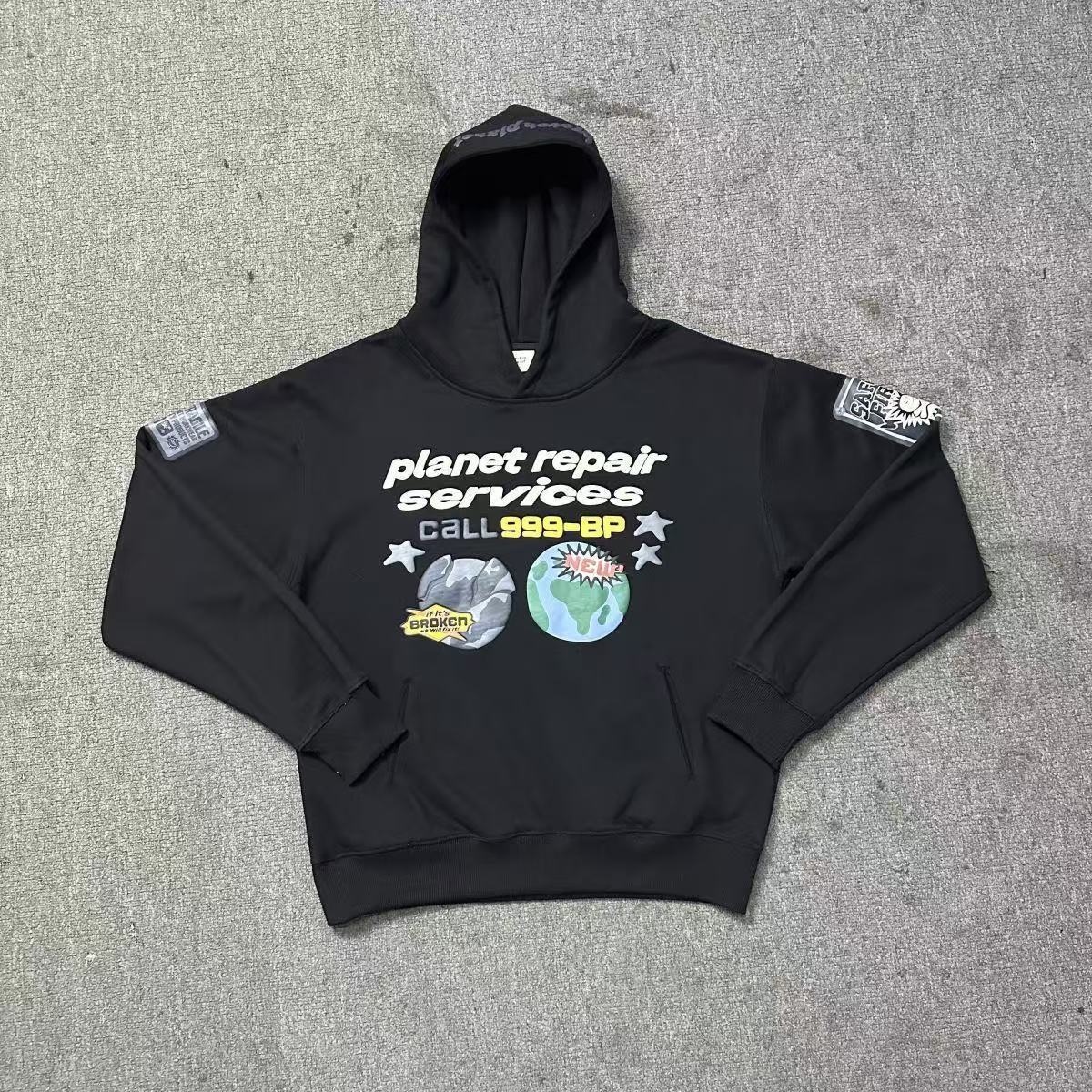 BrokenPlanet Oversized Foam Print Fleece Streetwear Set, Zip Hoodie + Sweatpants