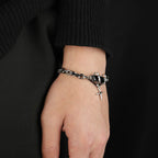 Black Diamond-Style Stone-Accented Titanium Steel Bracelet
