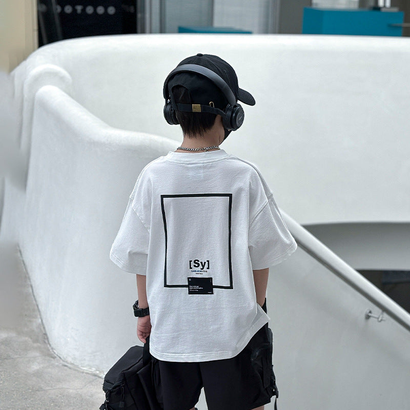 Boys Pure Cotton Short Sleeve T-Shirt, Kids Casual Summer Top