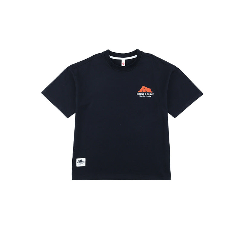 Outdoor-style graphic short-sleeve top for older children