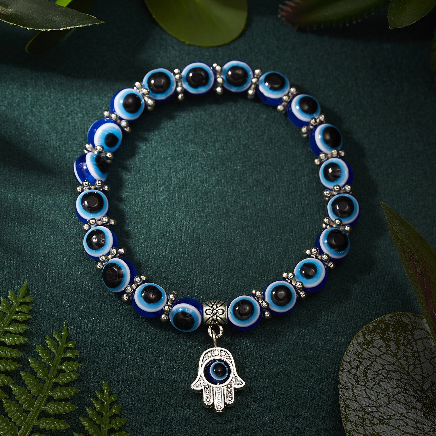 Palm Eye Evil Eye Elastic Beaded Bracelet