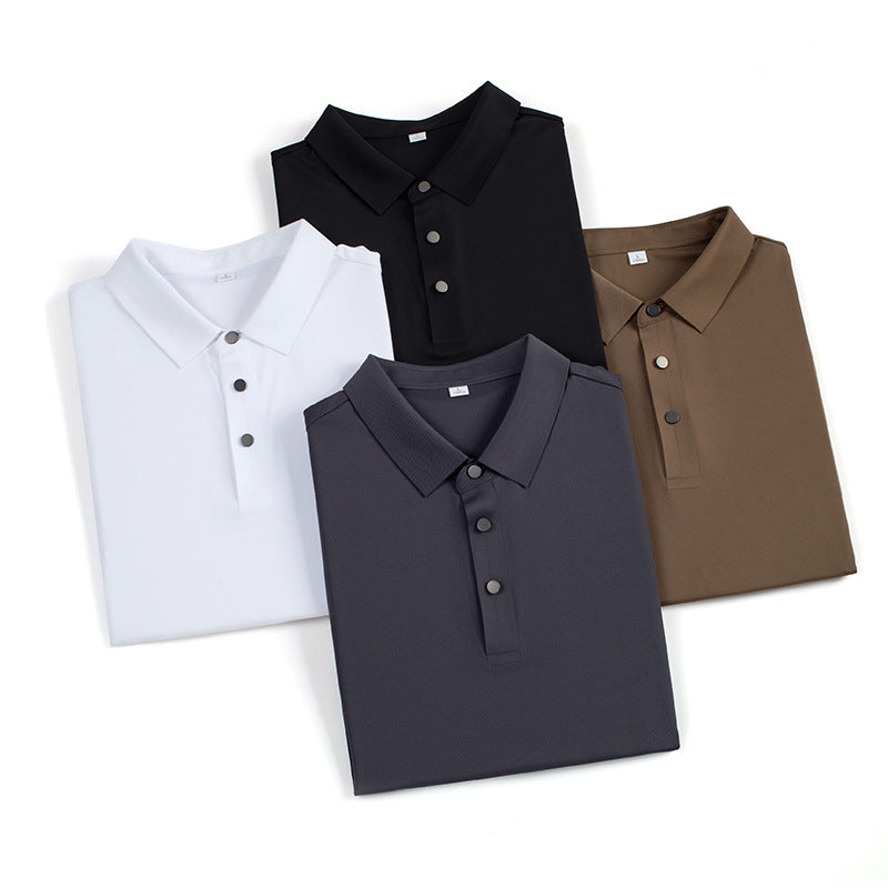 Men’s Summer Seamless Bonded Ice Silk Business Polo Shirt
