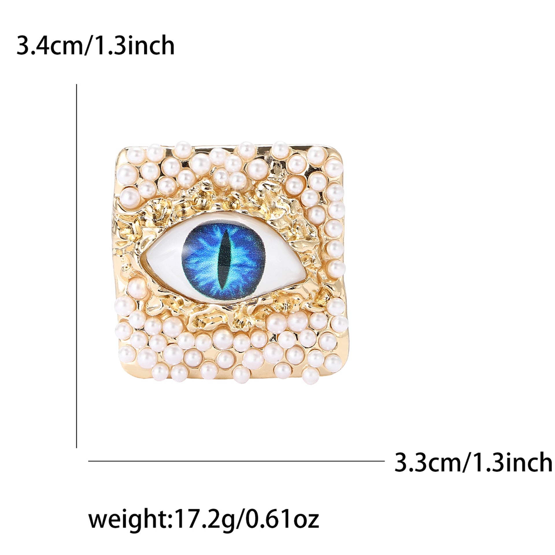 Square Pearl Evil Eye Brooch for Men and Women