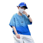 Gradient Trendy Short Sleeve Heavy Cotton Tee