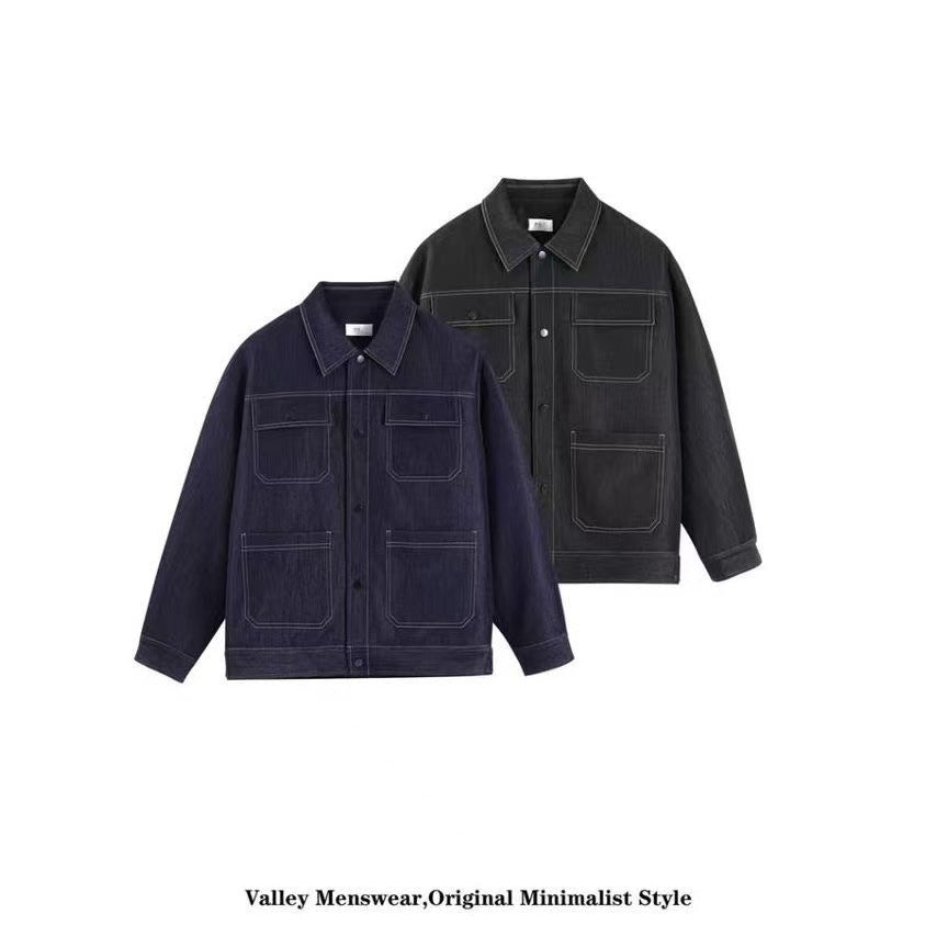 Autumn new light luxury lapel simple men's and women's denim jacket jacket loose fashion versatile casual