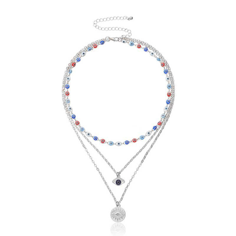 Evil Eye Collarbone Chain Hip Hop Multi-Layer Necklace