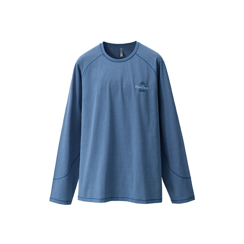 Color-block raglan-sleeve printed long-sleeve sports T-shirt