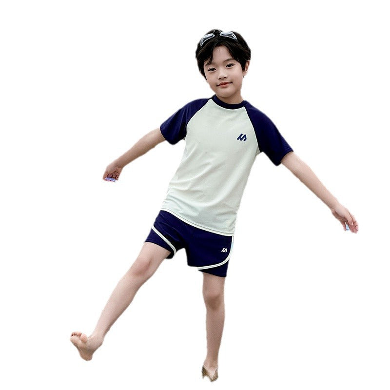 Boys' antibacterial and UV-proof split swimsuit set