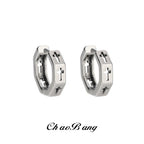 Unisex Titanium Steel Hoop Earrings with Cut-out Cross and Hexagonal Design