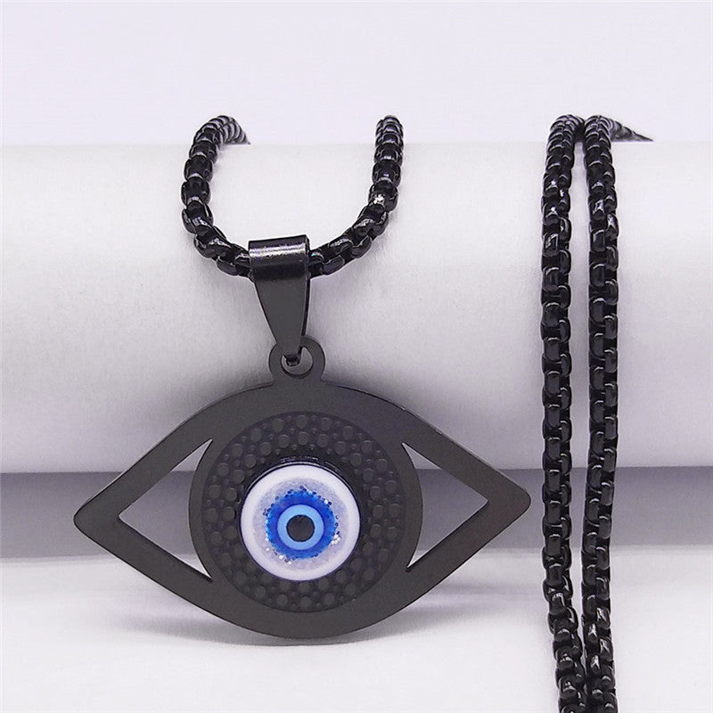 Evil Blue Eye Necklace Stainless Steel Turkish Eye