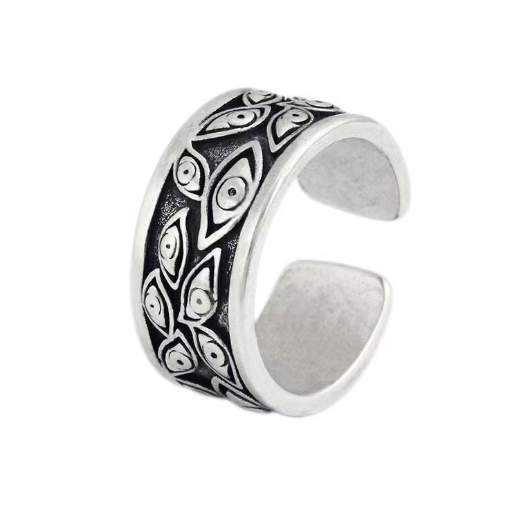 Evil Eye Ring with Adjustable Open Band