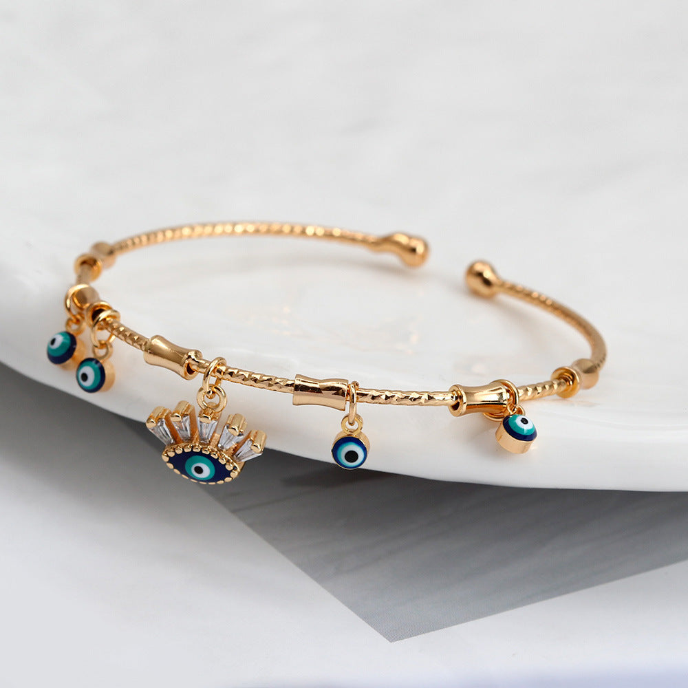 Evil Eye Bracelet for Women with Dripping Turquoise Eyes