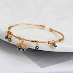 Evil Eye Bracelet for Women with Dripping Turquoise Eyes