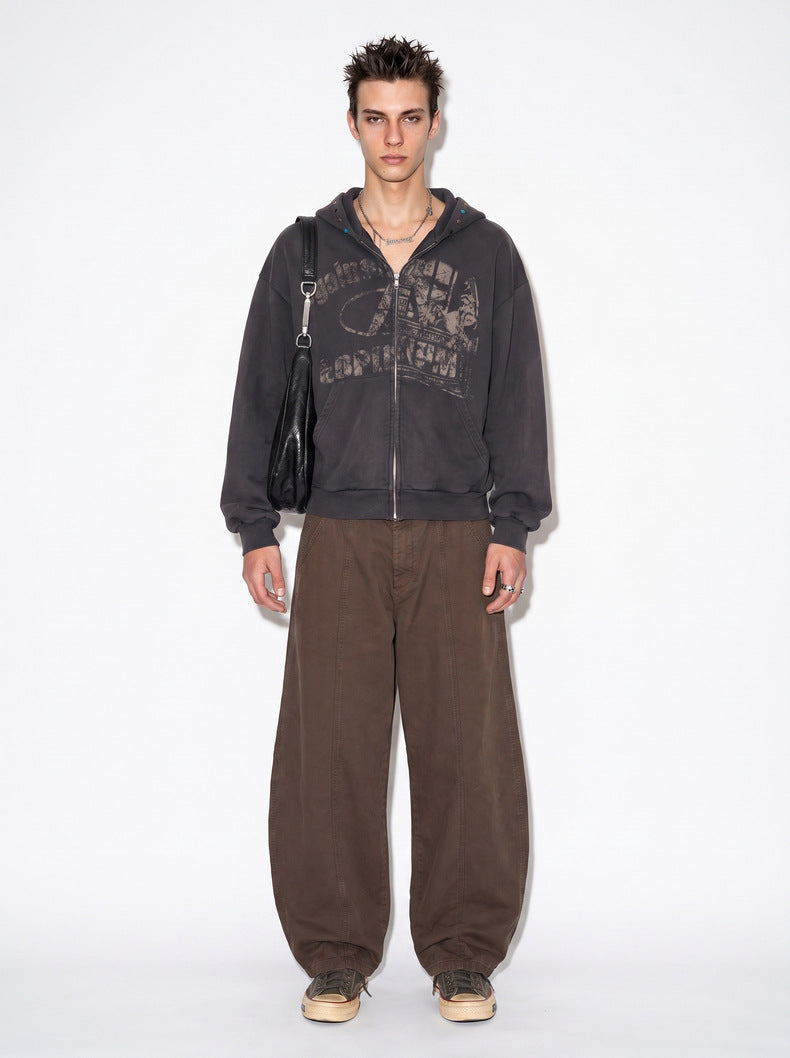 Pure Cotton Curved-Seam Work Trousers