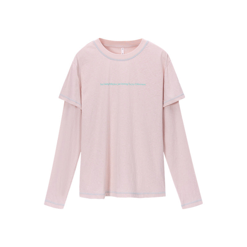 Women's imitation hemp fake two long sleeves