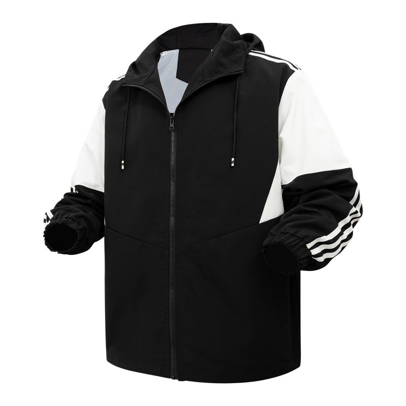 Men's Sports Color Matching Hooded Zip Jacket