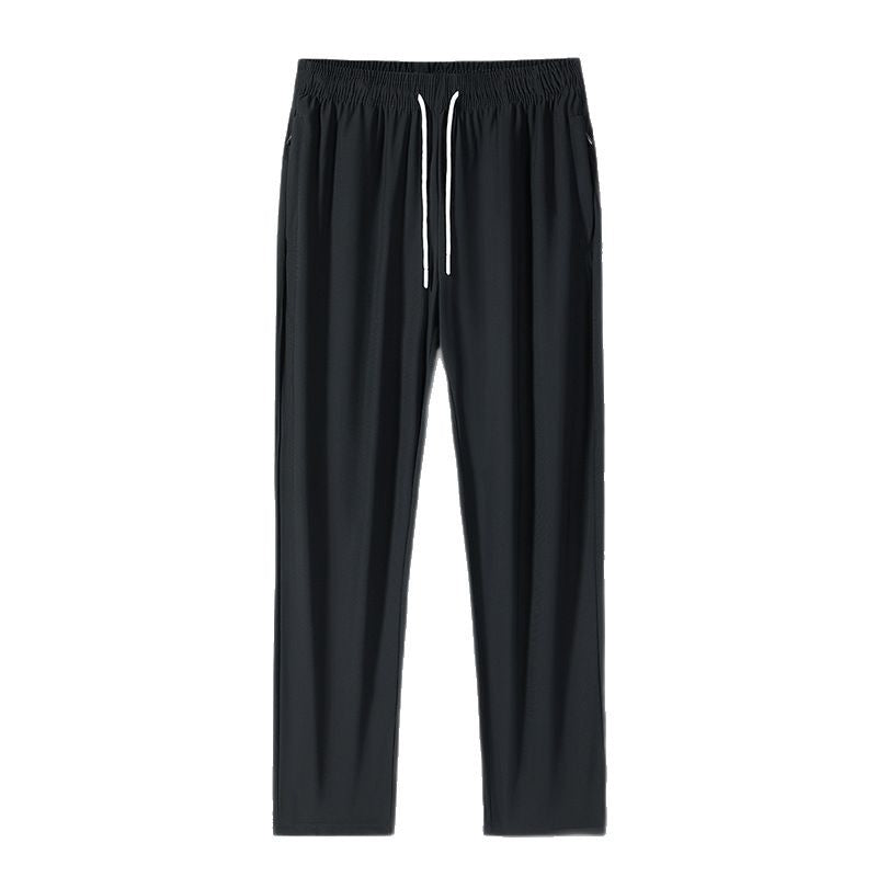 Unisex UPF 50+ Ice Silk Quick Dry Pants Thin Stretch Straight Cuffed Outdoor Casual Long Trousers