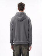Color-block waffle-knit hoodie with beaded drawstring