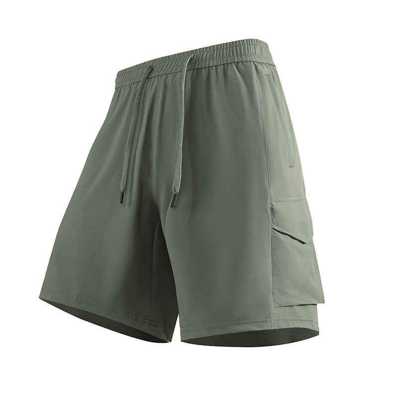 Men Women Summer Ice Silk Cargo Shorts Quick Dry Breathable 5‑Inch Casual Shorts