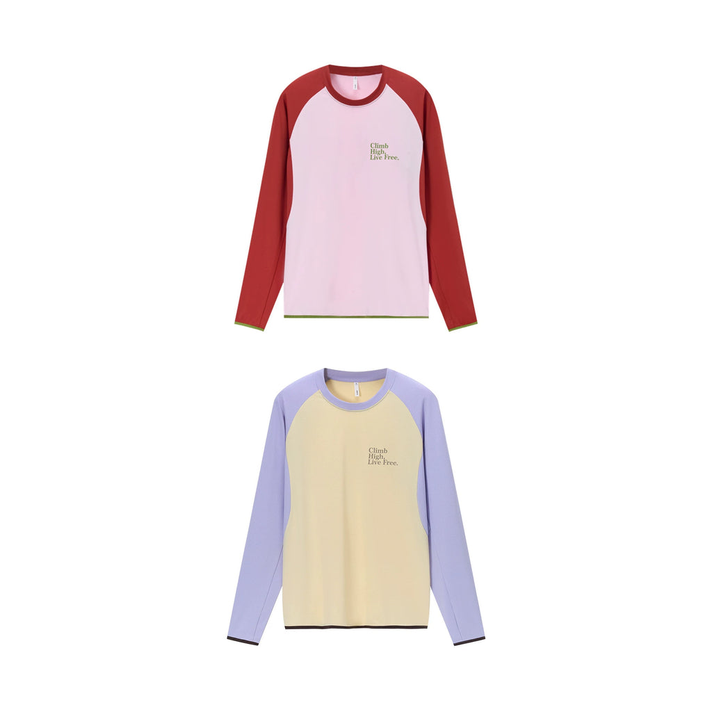 Women's sports print T-shirt, contrasting color rock climbing bouldering