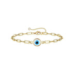 Blue Demon Eye Bracelet Stainless Steel Paperclip Chain